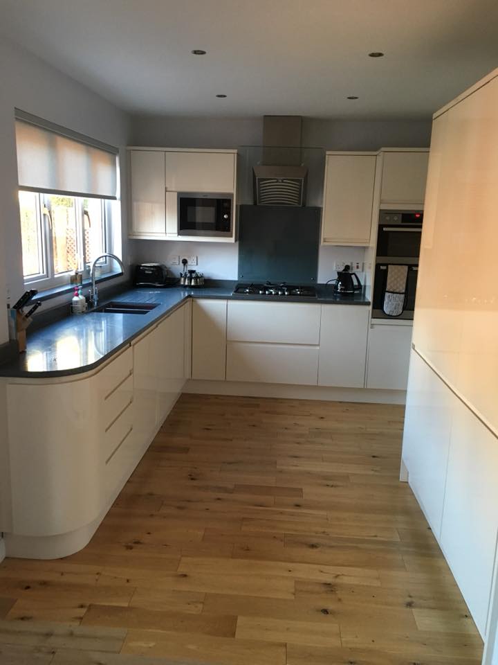 Sun extension has a vaulted ceiling with 3 velux windows to maximise daylight, finished of with solid oak flooring in Dunfermline