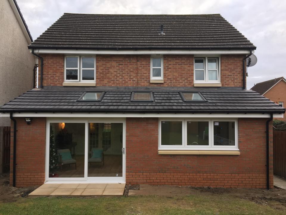 Single storey sunroom extension with removal of load bearing walls and installation of steel beam to create open plan living
