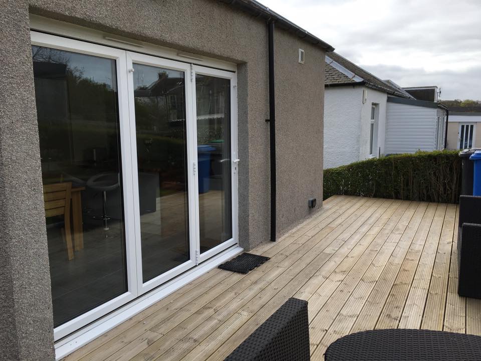 Patio sliding doors and decking